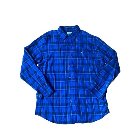 Vintage BLUE MOUNTAIN flannel black button up LARGE plaid grunge 90s - Picture 1 of 8